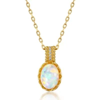 ly 925 sterling silver synthetic opal 9k gold korean style elegant original necklace for women fine jewelry accessories