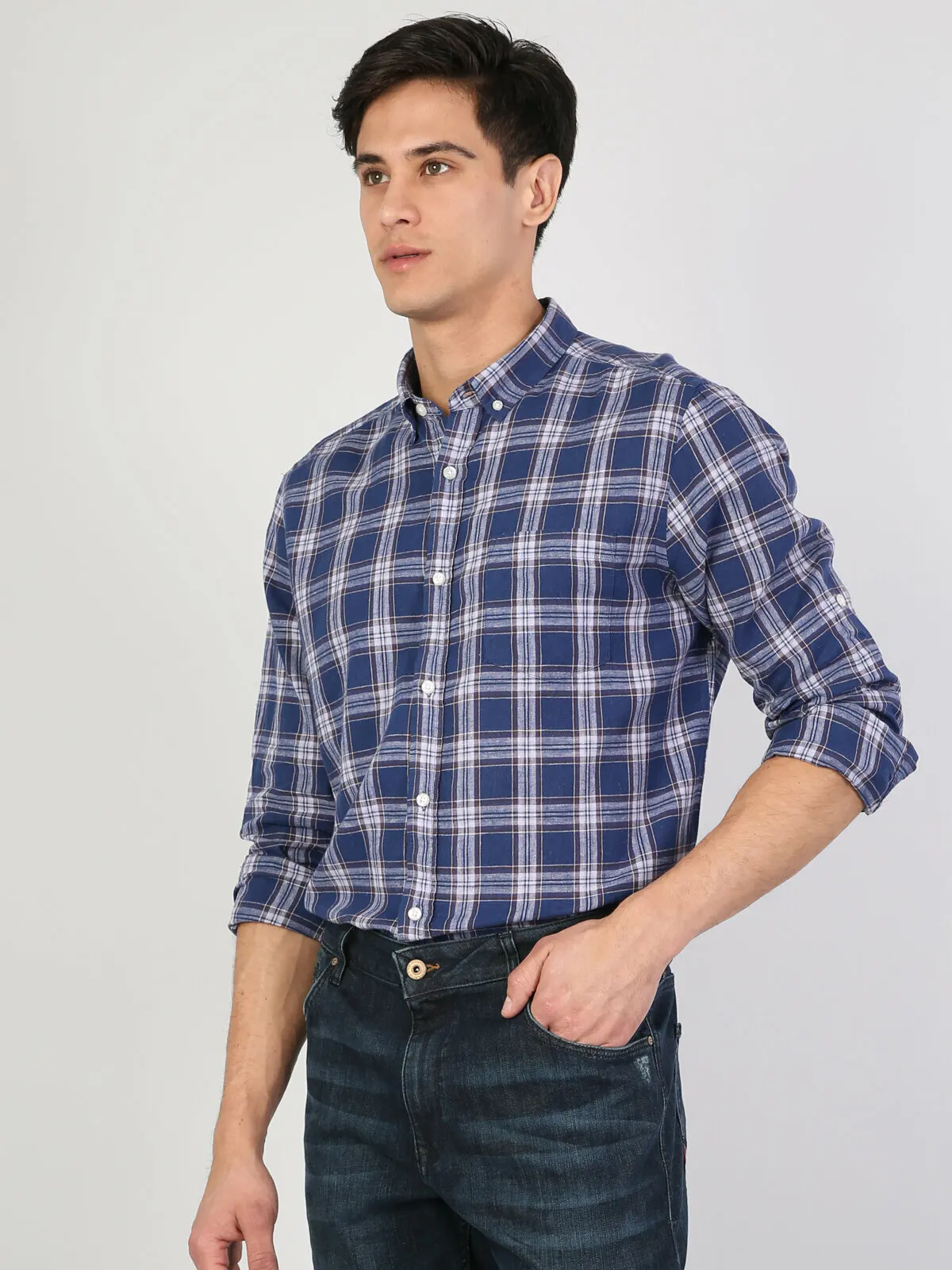 

Мужская рубашка с длинным рукавом Colins, классическая синяя рубашка CL1042001