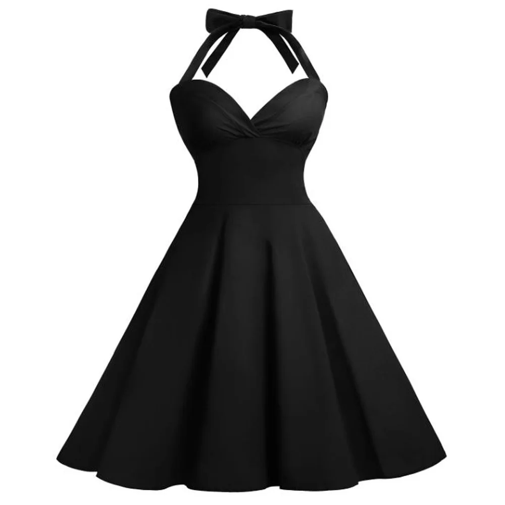 Элегантное однотонное красное платье женское без рукавов с лямкой на шее Одри