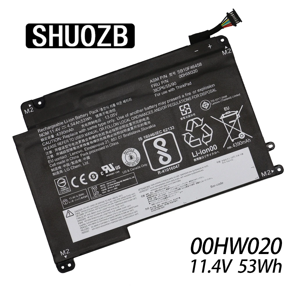 Аккумулятор для ноутбука 11 4 в 53 Вт/ч 00HW020 00HW021 LENOVO ThinkPad P40 Yoga 460 SB10F46458 SHUOZB 4390