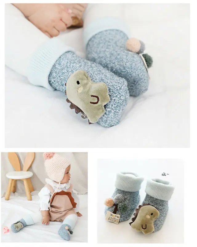 Emmababy Нескользящие зимние теплые носки с мягкой подошвой для новорожденных