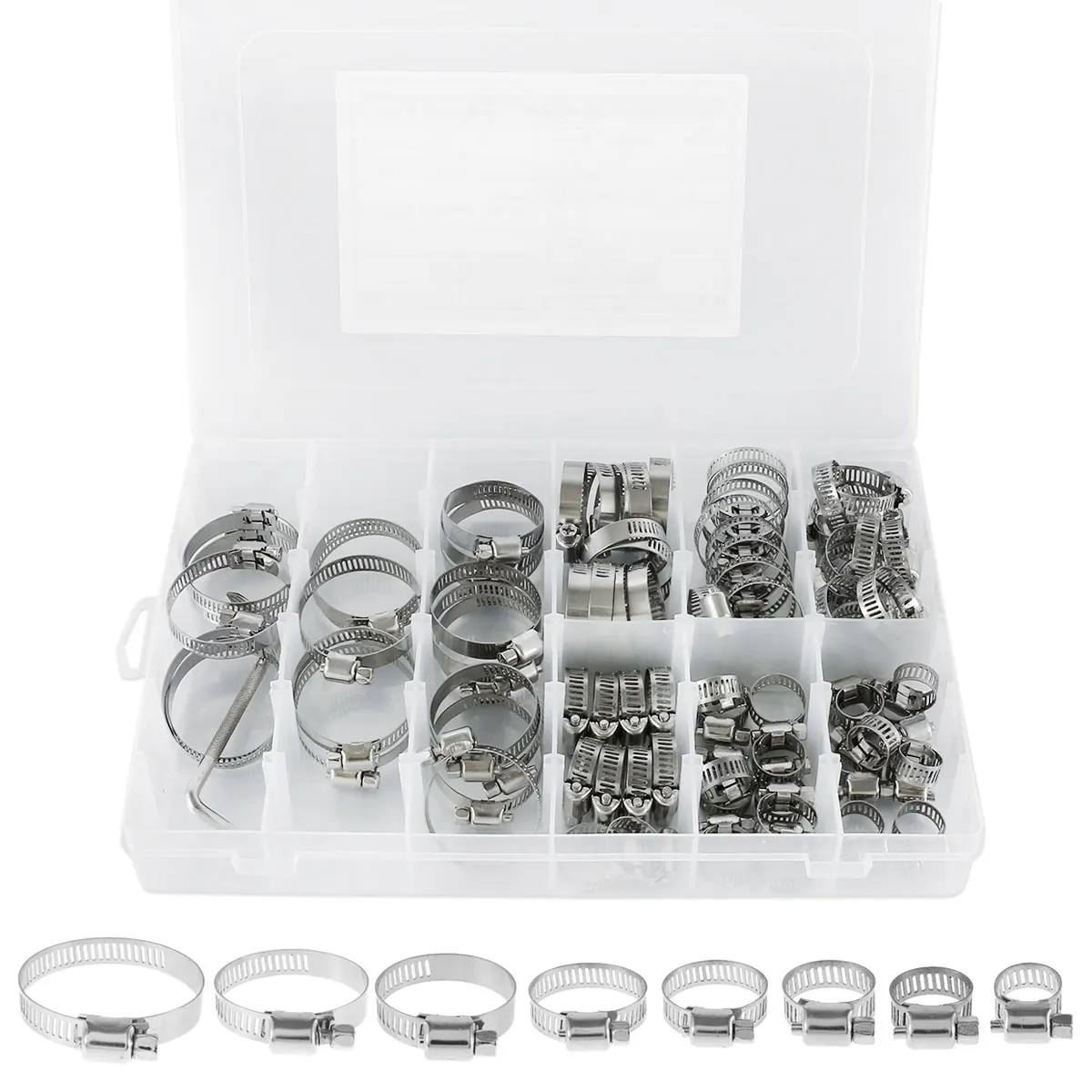 Зажимы для шлангов регулируемые 8-44 мм 81 шт. |