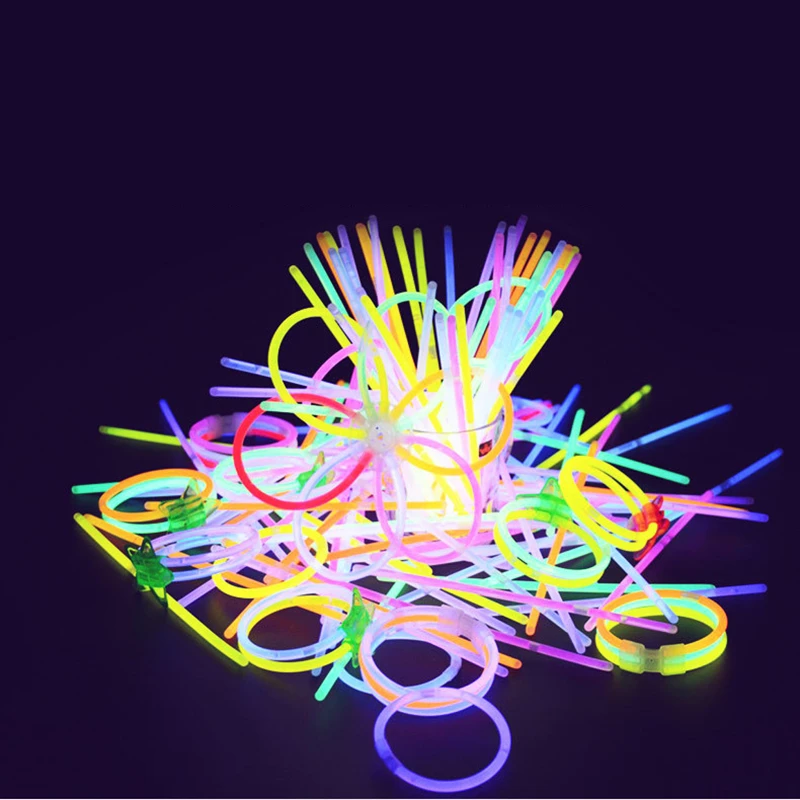 Barras de luz fluorescente Multicolor, collar luminoso de ne&oacute;n, pulseras para concierto, evento, suministros de decoraci&oacute;n festiva para fiesta-0