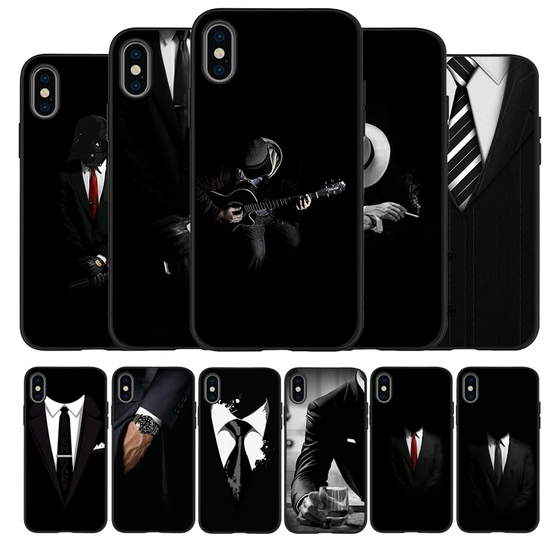 Темный костюм человек загадка Черный силиконовый чехол для мобильного телефона