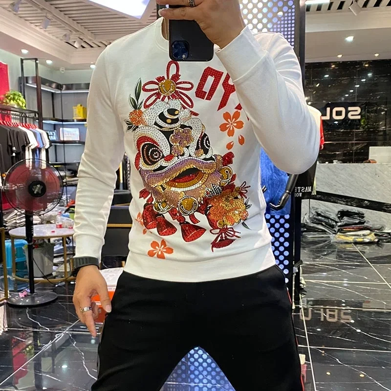 

Best selling diamond pattern men's casual personality diamond hoodies in autumn and winter