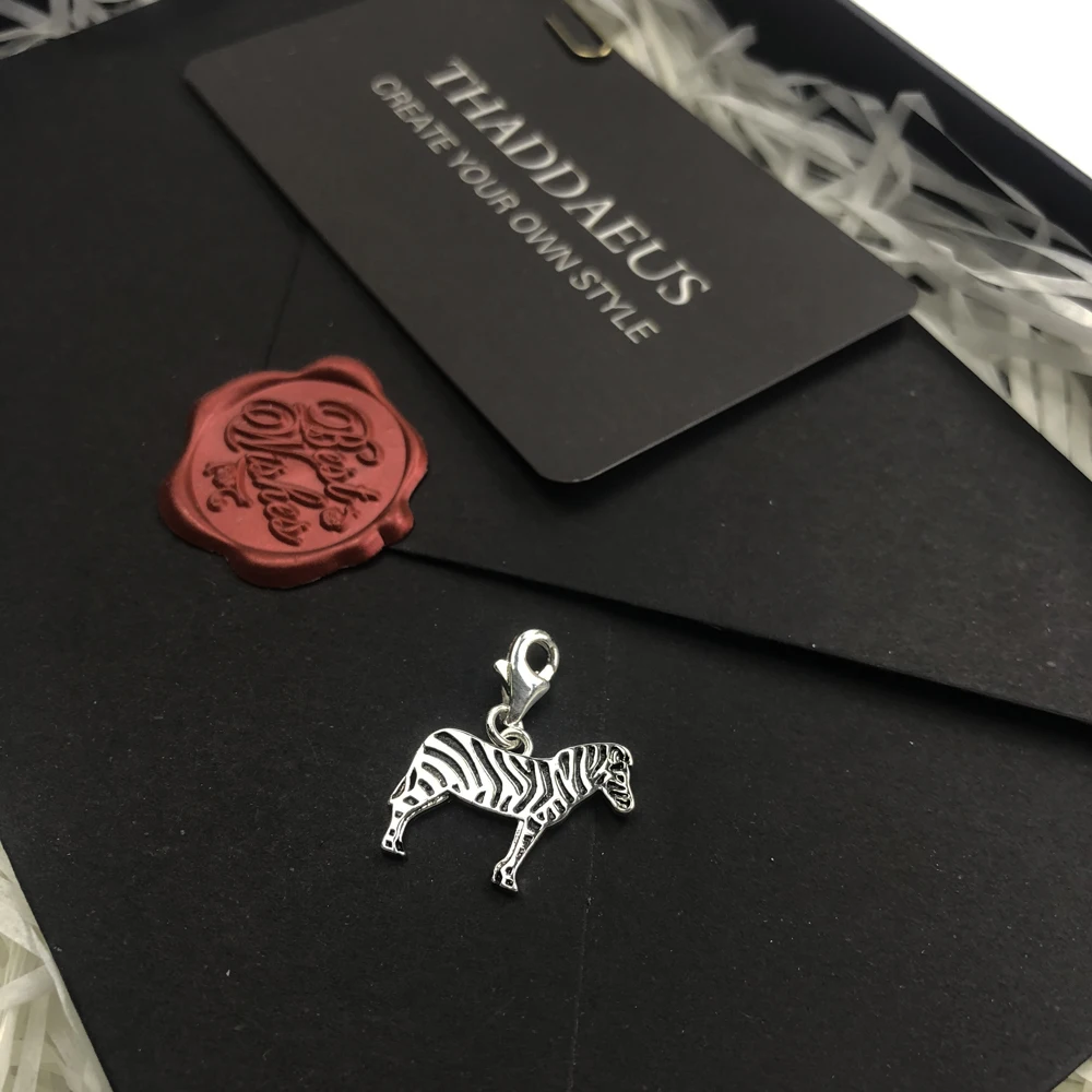 Модные на заказ новые 925 Стерлинговое Серебро Зебра Лошадь Эмаль Подвески Шарм