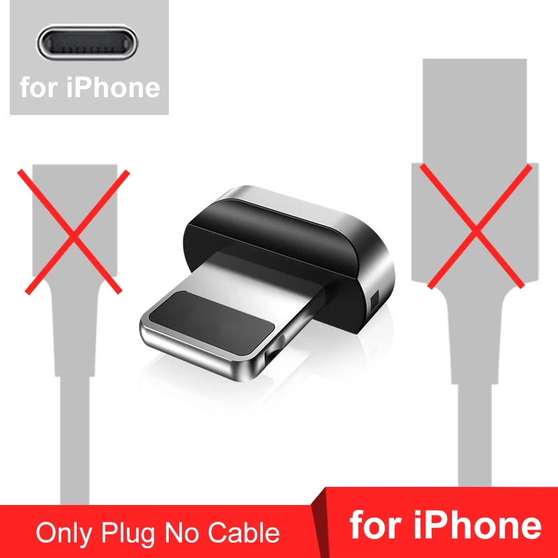 iphone plug no cable Elough Магнитный зарядный кабель для iphone кабель Micro usb type c кабель для HUAWEI P30 Магнитный кабель быстрое зарядное устройство USB C провод для передачи данных - Цвет: iphone plug no cable