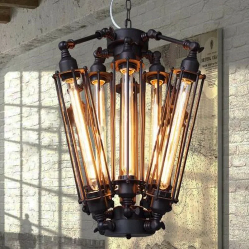 

Industrial chandelier Loft American industrial metal lamp bar Cafe dining room Iron pendant lamp vintage farmhouse lighting