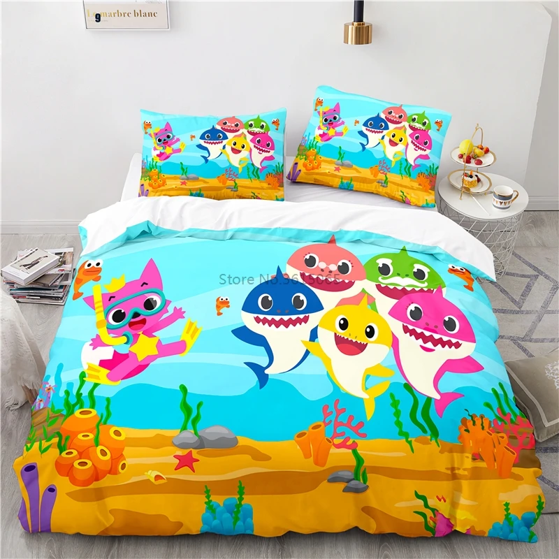 

Cartoon Song Shark 3d Bedding Set Boys Girls Kids Baby Duvet Cover Set with Pillowcase Twin Full Queen King Size Bedclothes Gift