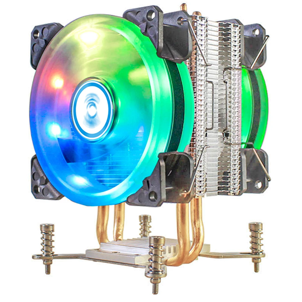 

Aurora Colorful Dual Fan RGB 4Pin Air Ventilation Cooling 2 Heatpipe Rectangular Square Socket Intel Xeon LGA 2011V3 CPU Cooler