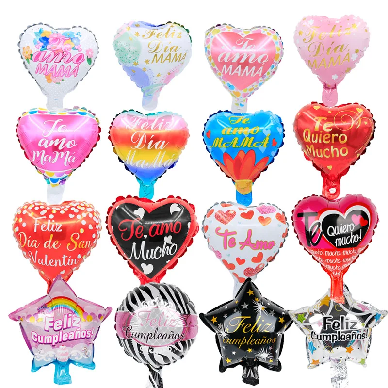 

50pcs/lot 10inch Spanish Foil Balloons Mother's day Birthday Party Decoration Baby shower Supplies Air Globos Feliz Cumpleanos