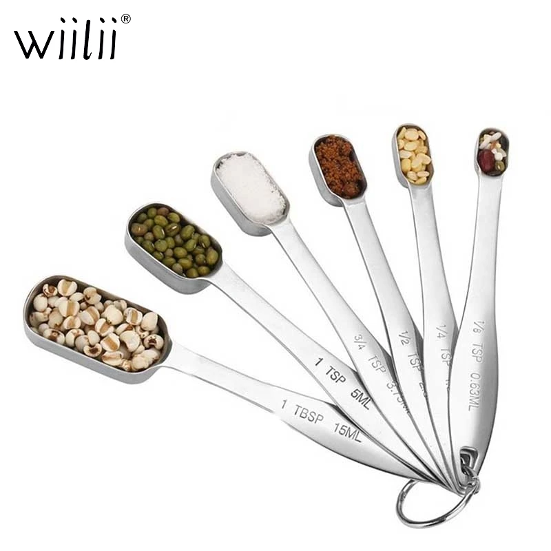 Wiilii 6 шт. мерные ложки из нержавеющей стали металлические инструменты для