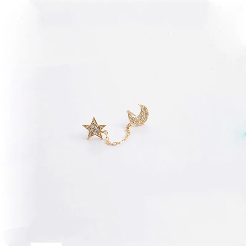 1 шт. лунная форма лунной звезды серьги-гвоздики Звездные модные ушные кристалл