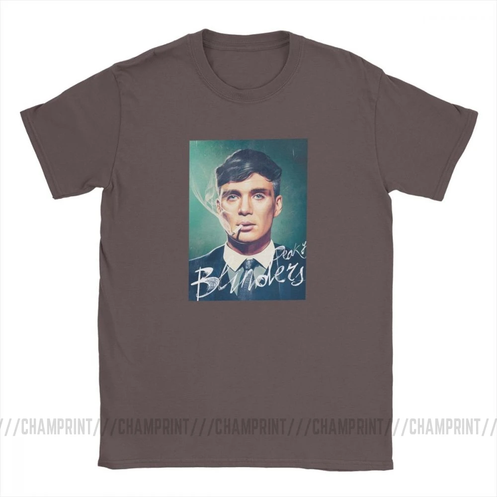 Мужские футболки Peaky Blinders Humor с коротким рукавом, футболки с круглым вырезом, одежда из хлопка, Оригинальная футболка - Цвет: Коричневый