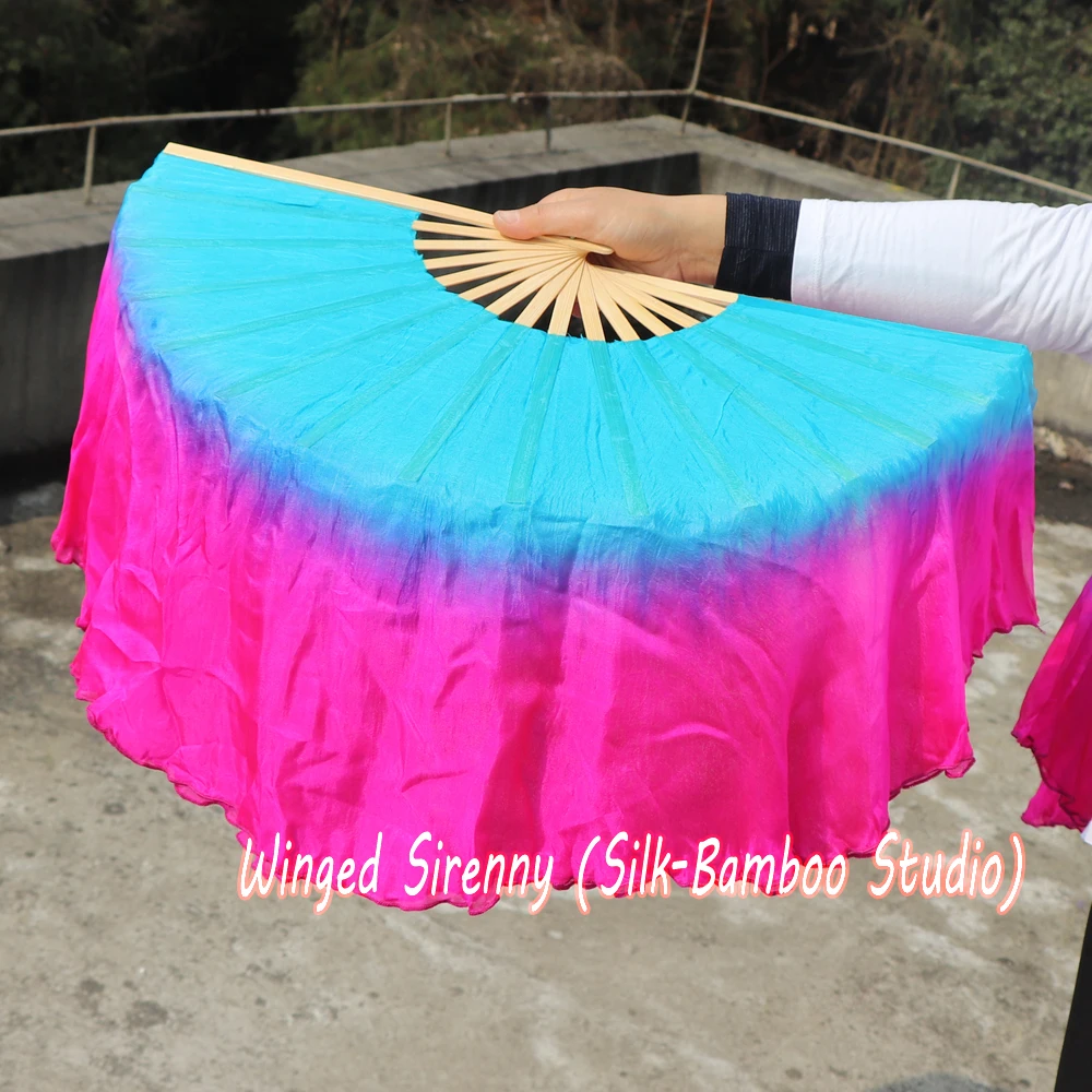 Бирюза/фуксия 1 пара (1 шт. справа + слева) 30 см бамбук 20 шелк китайский танцевальный