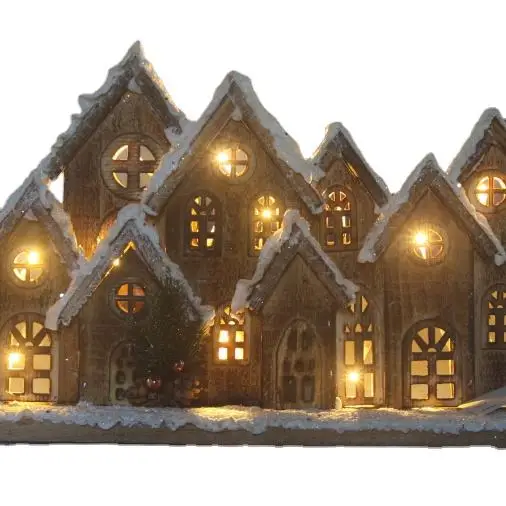 

Светодиодная подсветка, рождественские деревенские дома, деревянный дом с питанием от батареи