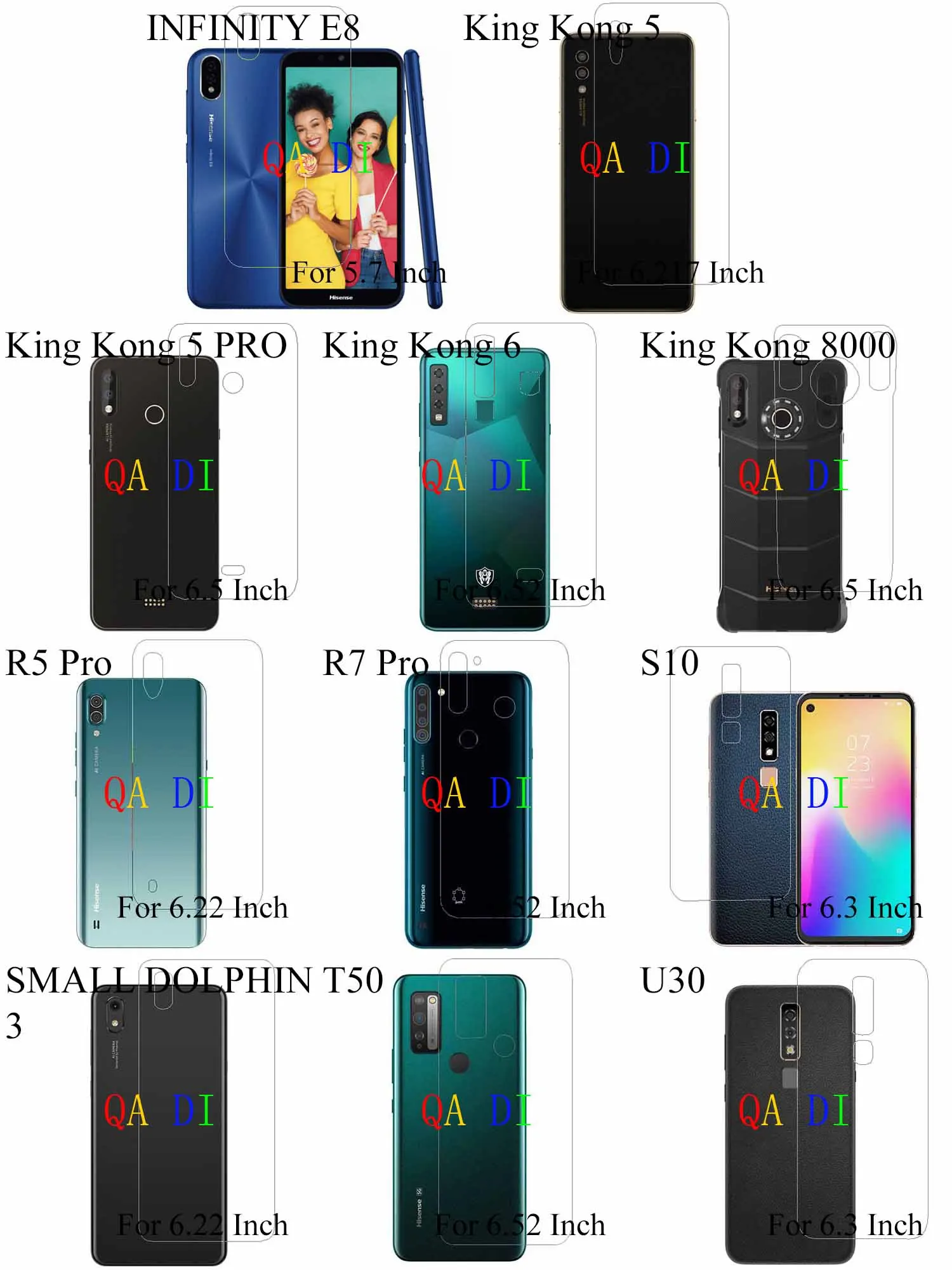 Защитная пленка для задней панели Hisense INFINITY E8 King Kong 5 PRO 6 8000 R5 R7 S10 SMALL DOLPHIN 3 T50 U30 F25