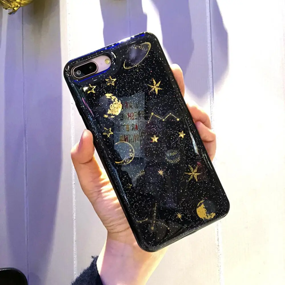 Модный эпоксидный чехол для телефона 6 6S 7 8 Plus X эпоксидные блестки со звездами