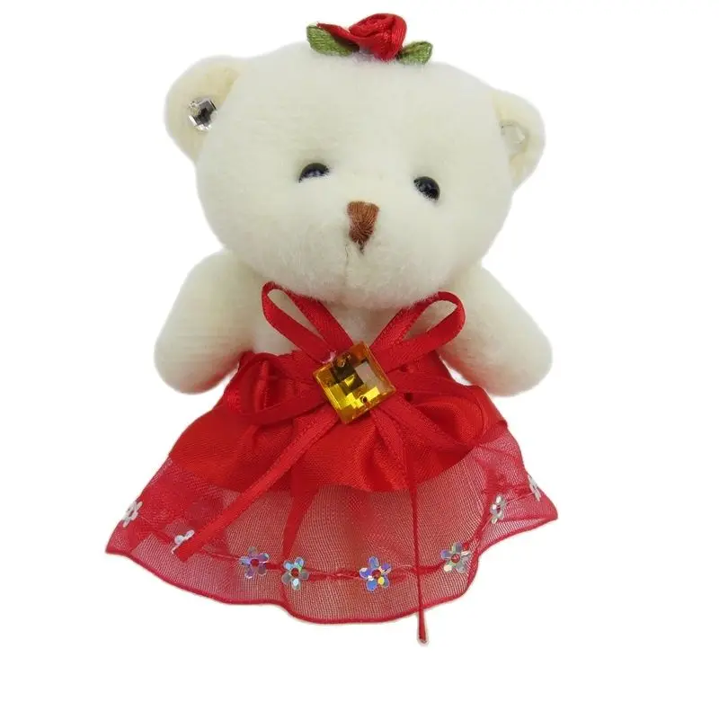

12CM 12pcs PP Cotton Teddy Bear Plush Toys Small Pendant Key Chains Stuffed Animals Christmas Gifts Flower Bouquets Bear