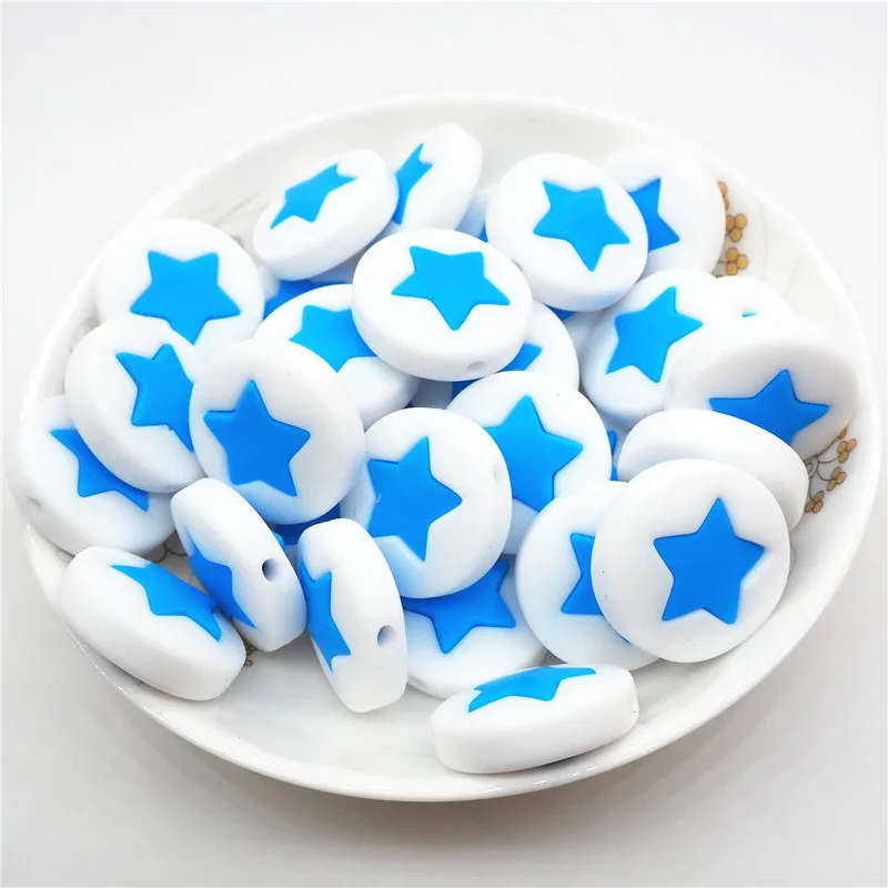 Sky Blue Chengkai 10 шт силиконовые бусины в форме звезды DIY детская погремушка пустышка украшения Прорезыватель для зубов игрушки изготовление 45 мм большая звезда бусины bpa бесплатно - Цвет: Sky Blue