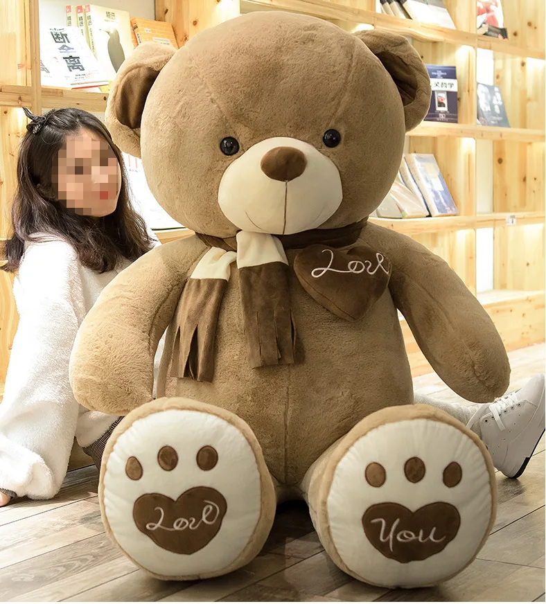 

2021 Plush toy teddy bear scarf bear heart bear doll doll doll leather shell semi-finished products