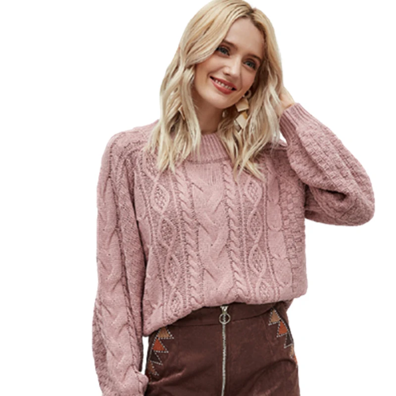 

Autumn Winter Casual Knitted O Neck 3 Solid Color Pullover Patchwork Loose Size S-xl Women Basic Sweater Jl-yha303
