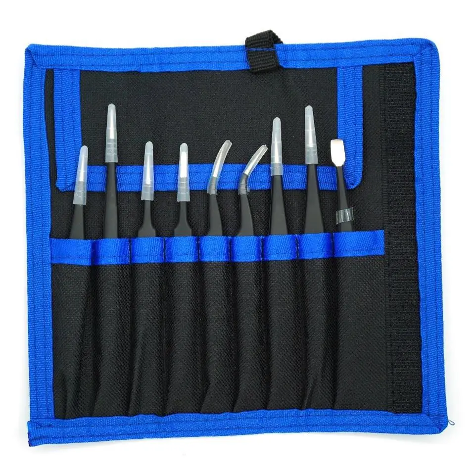 Geoeon 9 шт. набор антистатических пинцетов из нержавеющей стали для ремонта