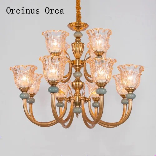 Новая европейская роскошная Золотая хрустальная люстра для гостиной столовой