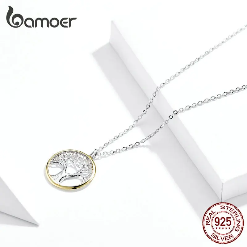 Bamoer, дерево жизни, подвеска, ожерелье для женщин, Стерлинговое Серебро, 925, семейная цепочка, ожерелье s, роскошная бижутерия, воротник, подарки, SCN367