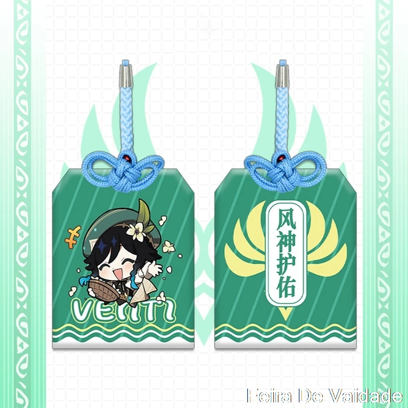 

Anime Genshin Impact Good Luck Amulet Cartoon Blessing Anime Surrounding Wish Amulets Card Pray Bell Pendant Decor Holiday Gift