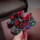 Детские светящиеся кроссовки для мальчиков с мультяшным персонажем Disney, сетчатая обувь, детская повседневная обувь со светодиодной подсветкой, обувь для человека-паука