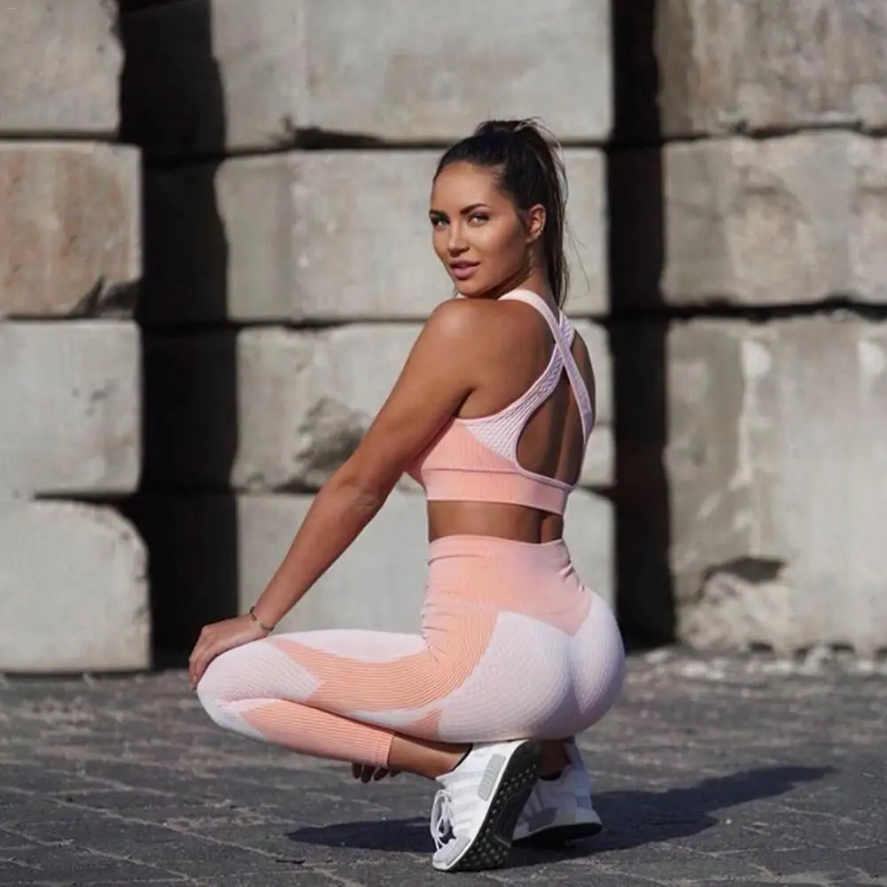 Женский бесшовный костюм для йоги спортивная одежда фитнеса спортивный женский