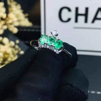 natural emerald rings fine jewelry gift women trendy new wholesale gift 34mm