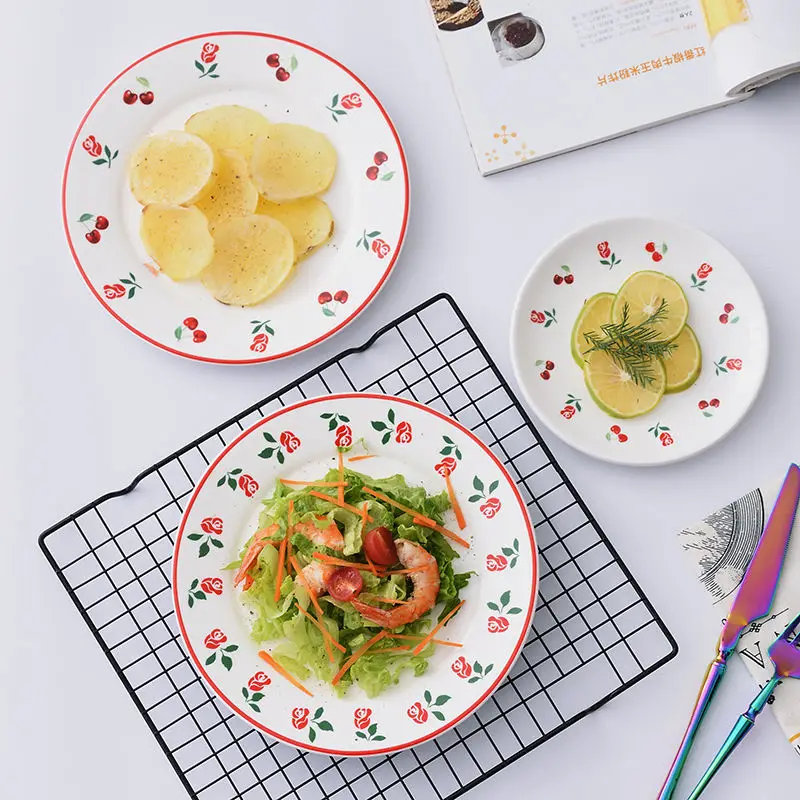 

Креативная тарелка в японском стиле, тарелка для домашнего торта с надписью INS Dim Sum, керамическая тарелка для стейка, тарелка для завтрака в ...