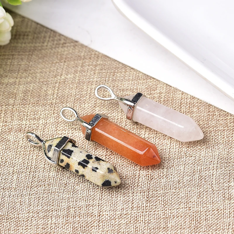 100% натуральный кристалл Шестигранная подвеска в форме колонны кварцевые