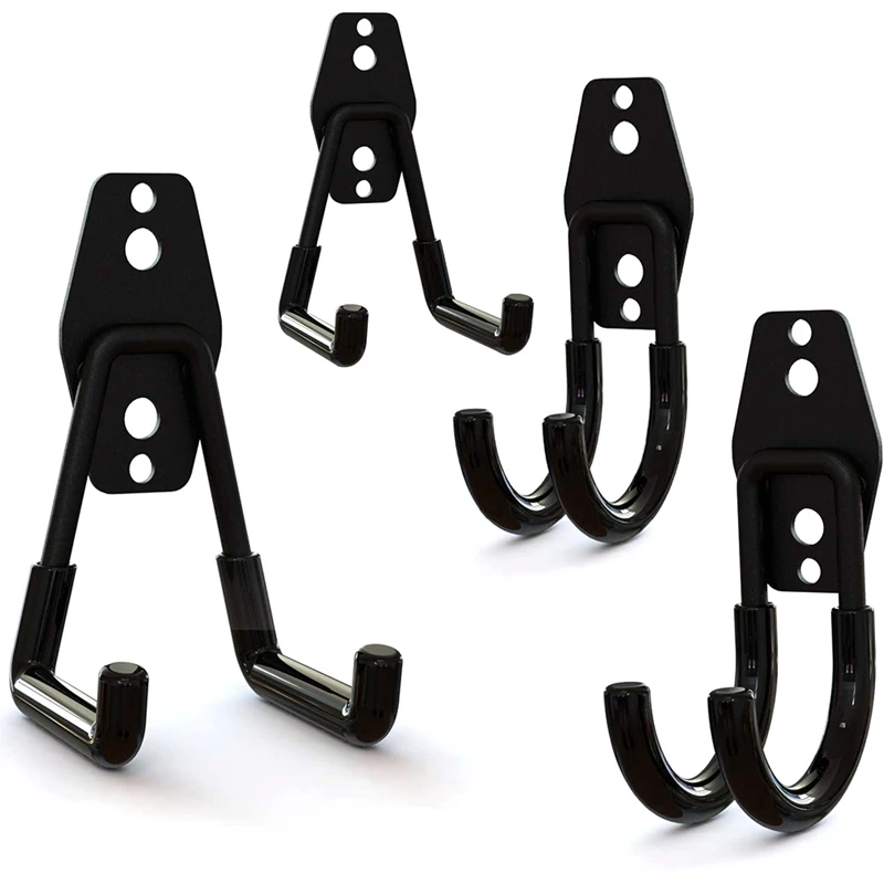 

Garage Organizer Utility Hooks,Heavy Duty Garage Hooks,for Power Tools, Bike, Hoses, and Bulk Items (Pack of 4, Black)