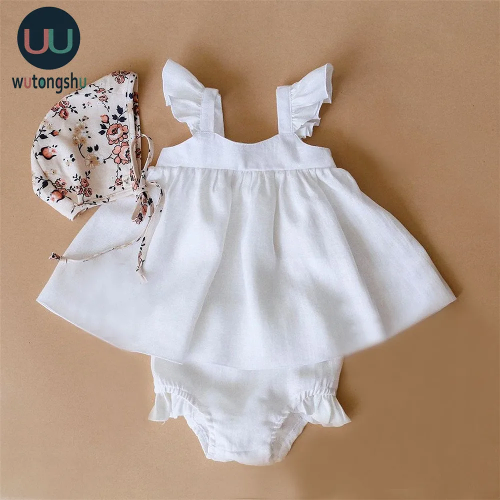 Комплекты одежды для маленьких девочек От 0 до 2 лет топы без рукавов с оборками и