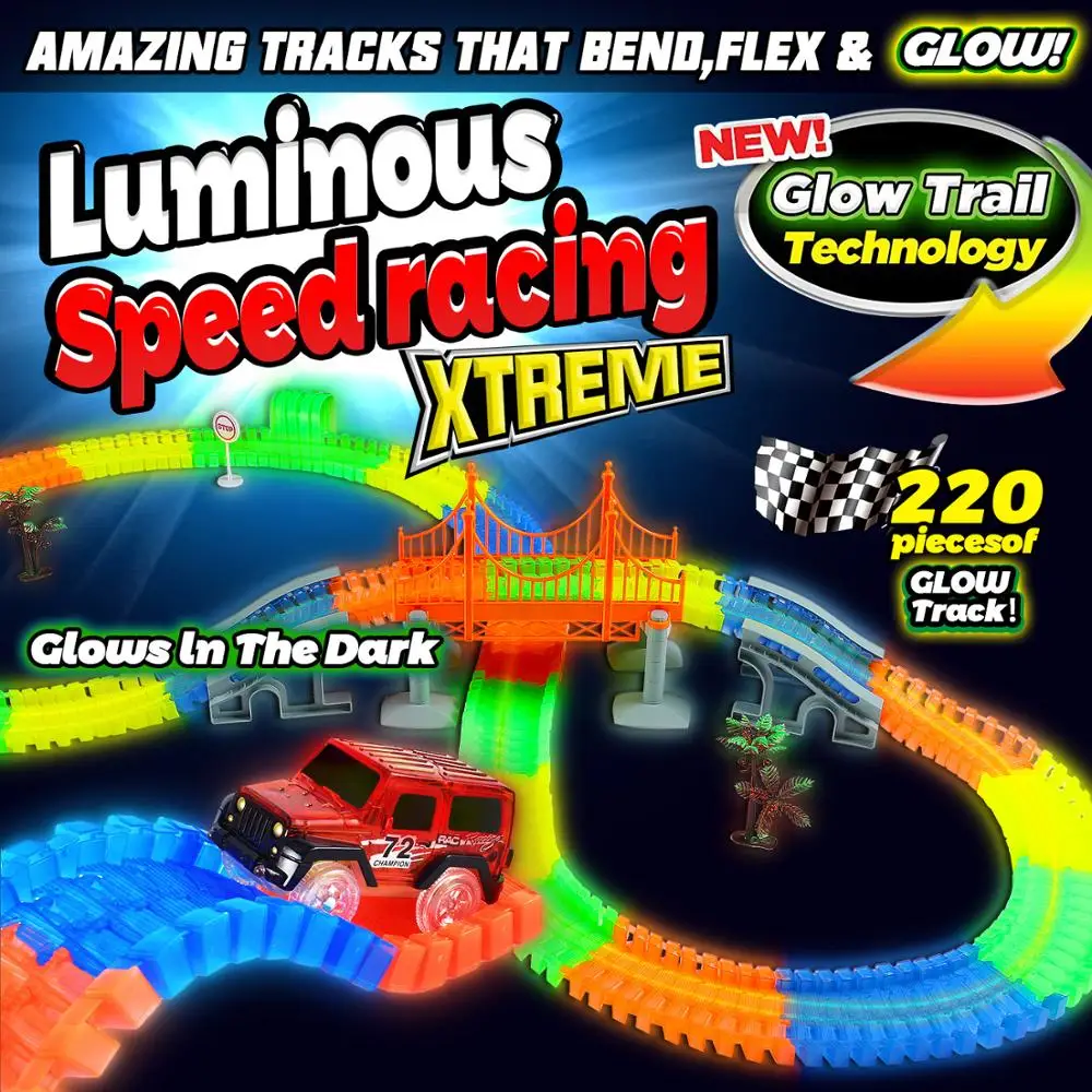 TongLi 6601 игрушечный Трековый автомобиль пистолет 220 шт. гибкий Слот гоночный поезд