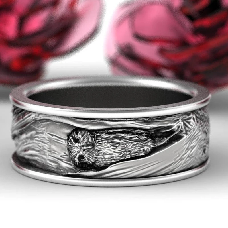 

Creative Design Vintage Carved Owl Ring for Men's Women's Finger Punk Hip Hop Multi Size Gun Black Ring Jewelry