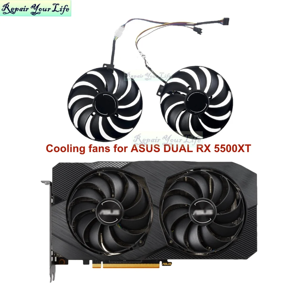 Ventilador Gráfico para Asus 95 mm Dual Rx5500xt Rx5600 T129215su Refrigeração com Pinos 12v Ventiladores e resfriadores