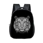 Ортопедический школьный рюкзак для мальчиков, миниатюрный ранец с принтом диких животных, черного и белого цвета, портфель с рисунком льва, тигра