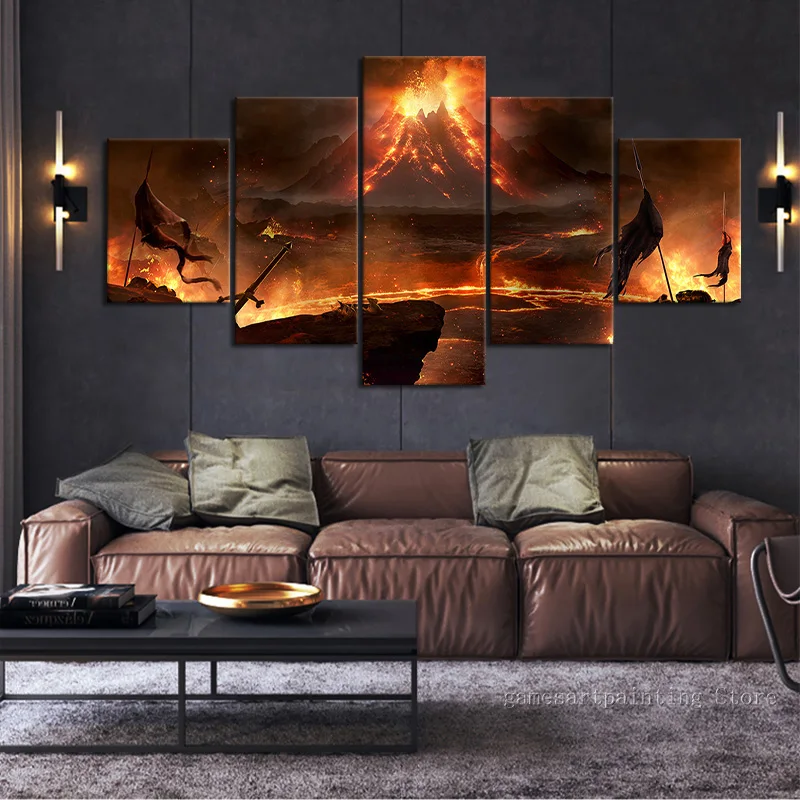 

Unframed 5 Piece for Honor Game Poster Volcano HD Print Canvas Art Wall Picture for Living Room Decoration Sword Battlefield