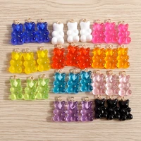 20pcs 1122mm cartoon candy colors resin bear charms for jewelry making cute earrings necklaces bracelets diy crafts accessories