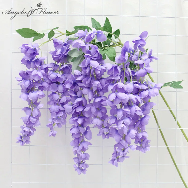 Christmas Tree Wisteria Artificial Flowers Vine Garland Silk Orchid Violet Ceiling Wall Wedding Arch Decor Home Plants Rattan | Дом и сад