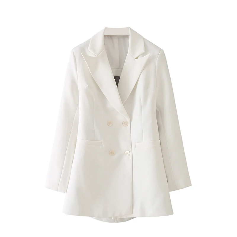 

SHEROUSE 2021 Women Fashion Back Hollow Out Double Breasted Solid Blazer Long Sleeve Notched Neck Vintage Female Coats Chic Tops