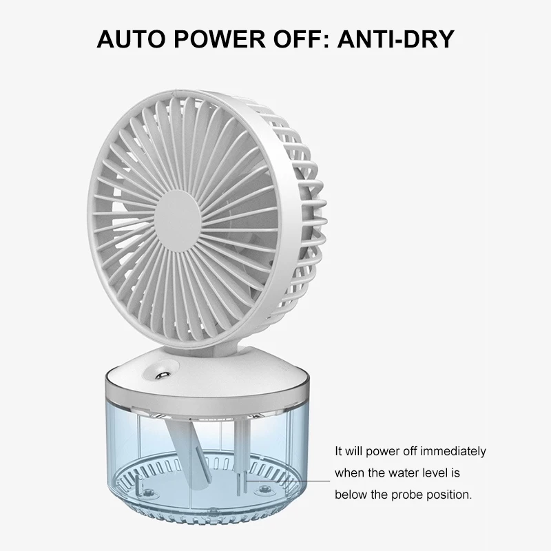 

2000mAh 5 Speed Portable Water Spray Mist Fan Electric USB Desktop Mini Fan Cooling Air Conditioner Humidifier with Water Tank