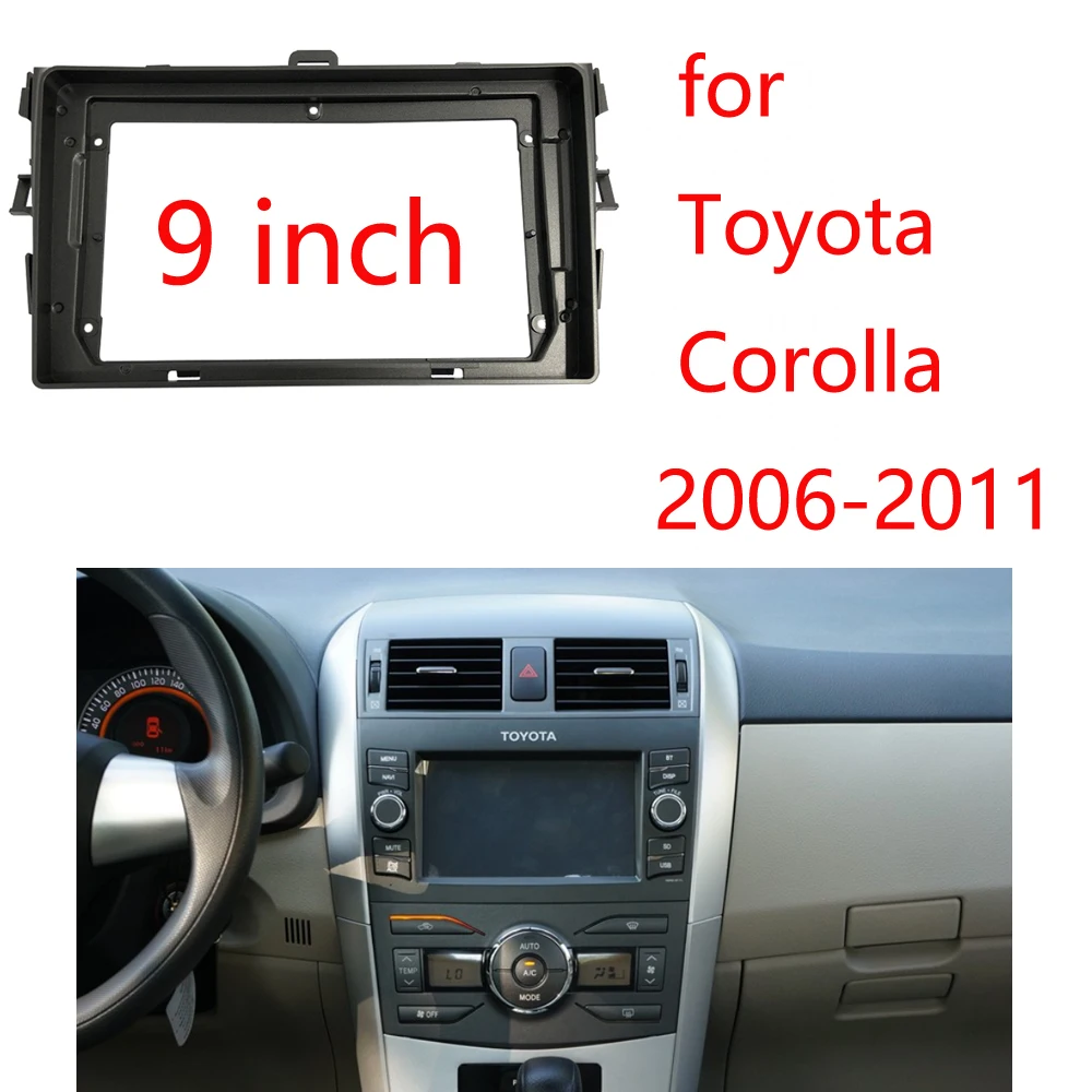 

9 inch Auto Radio Frame For Toyota Corolla 2006-2011 Center Console Holder Refit Car Multimedia Player Bezel Faceplate