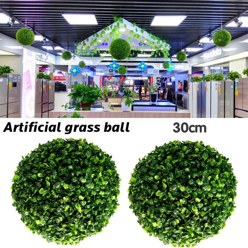 

2Pcs 30cm Artificial Grass Topiary Balls Out/Indoor Hanging Ball for Wedding Party Diy Hotel Home Yard Garden Decoration