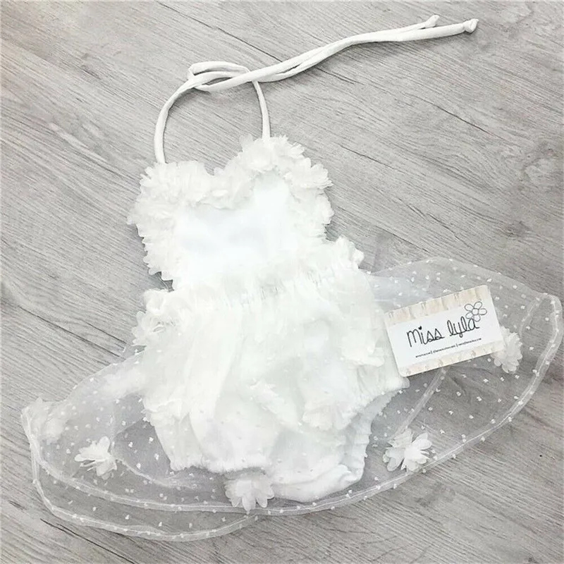 Emmababy Newborn Cotton Linen Yellow Romper Dress Kid Baby Girl Backless Party Lace Tutu Summer Clothe 0-3T | Мать и ребенок