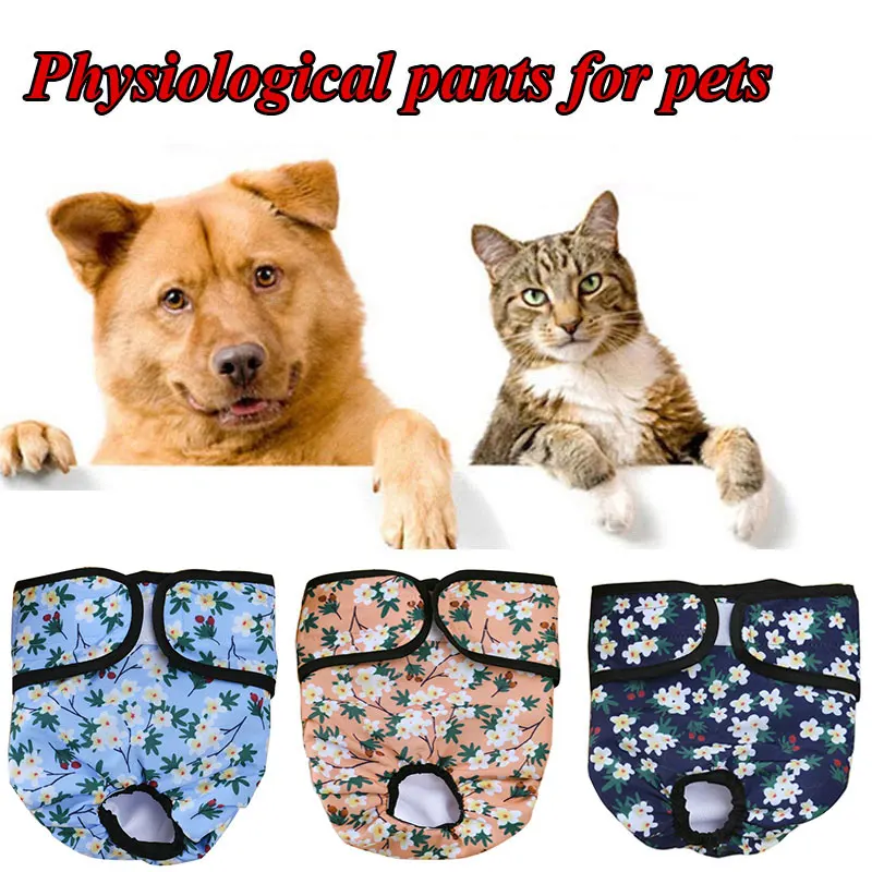 

Floral Dog Diapers Physiological Pants Washable Female Dog Shorts Flowers Print Sanitary Diapers For Male Dogs Pets Underwear